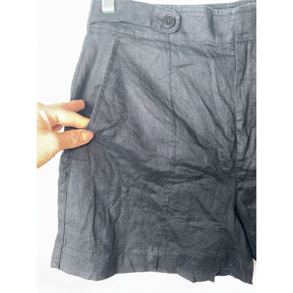 Madewell Women’s 100% Linen Shorts Black High Rise Clean Button Pockets 10 1D - Picture 9 of 14